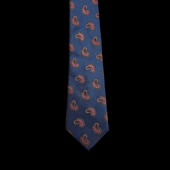 Robert Talbott Blue Paisley Silk Tie Made in USA Fabric from Italy 3.25” Wide - Picture 3 of 6